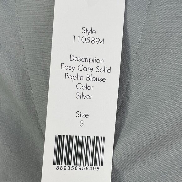 NEW Foxcroft Womens Small Silver Easy Care Solid Poplin No Iron Button Up Blouse - Picture 3 of 10